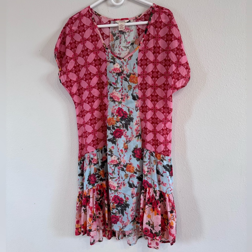 Sundance Pink and Light Blue Floral High-Low Dress